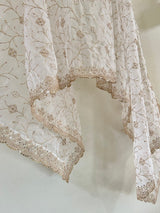 White Gold Dupatta all over embroidery. - Neel Creations By Saanvi