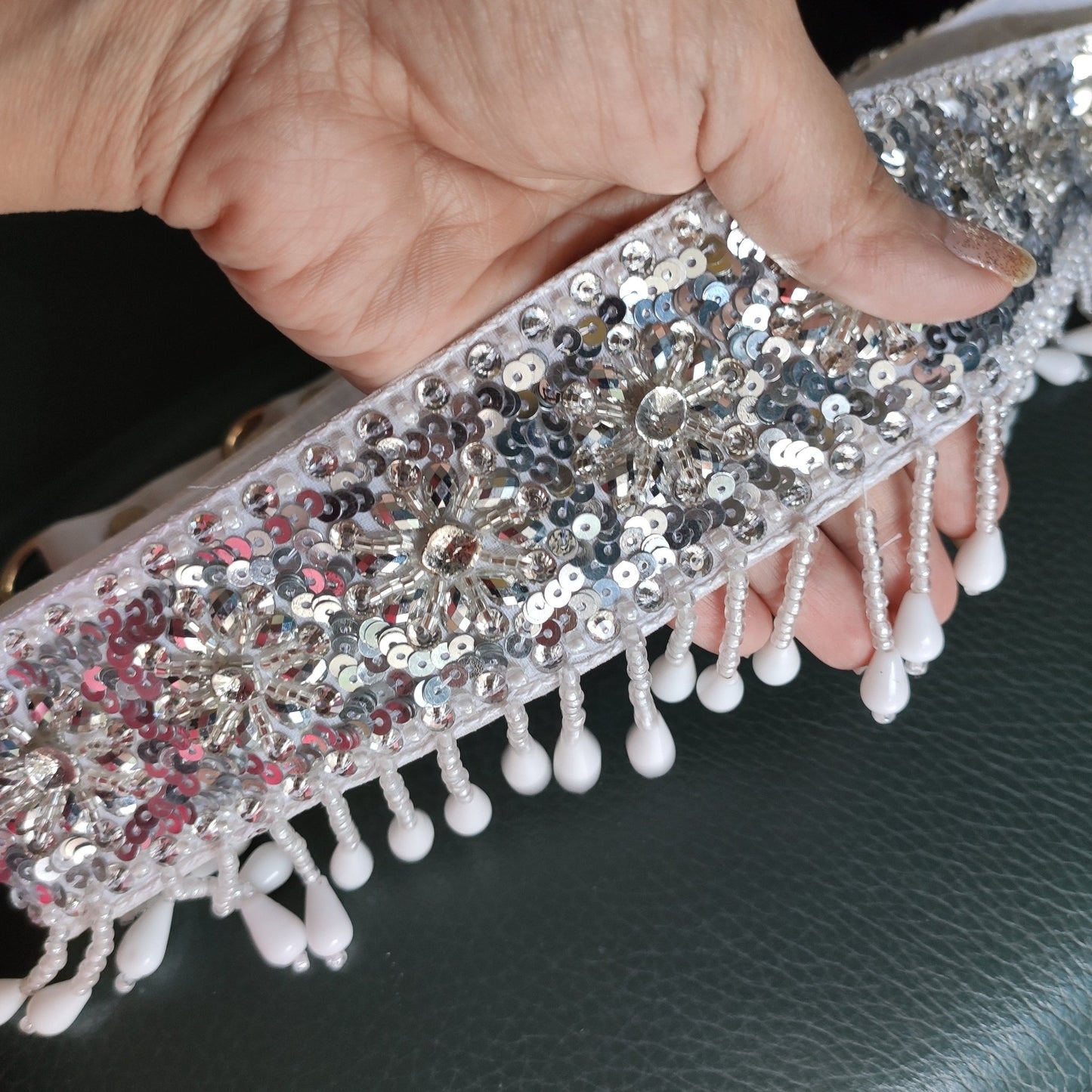 White Saree Belt for women. - Neel Creations By Saanvi