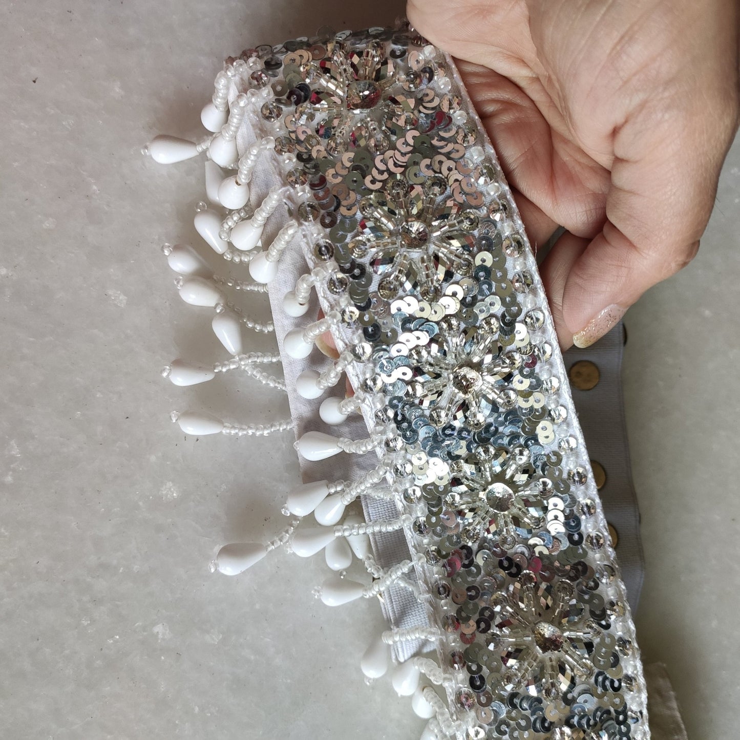 White Saree Belt for women. - Neel Creations By Saanvi