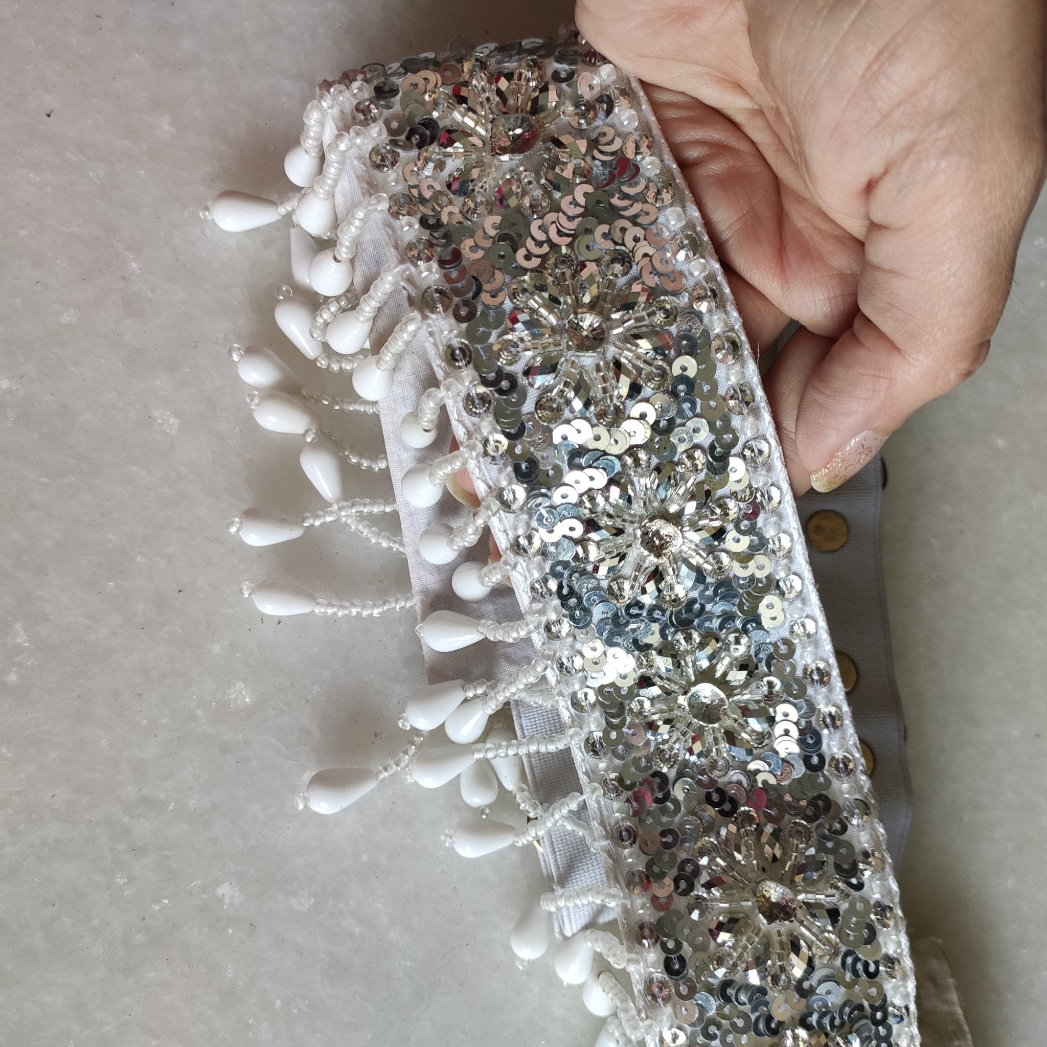 White Saree Belt for women. - Neel Creations By Saanvi