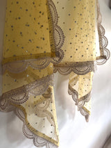 Yellow Indian dupatta with light gold border - Neel Creations By Saanvi