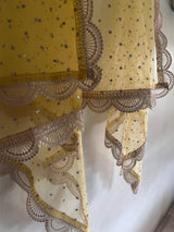 Yellow Indian dupatta with light gold border - Neel Creations By Saanvi