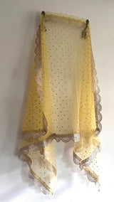 Yellow Indian dupatta with light gold border - Neel Creations By Saanvi