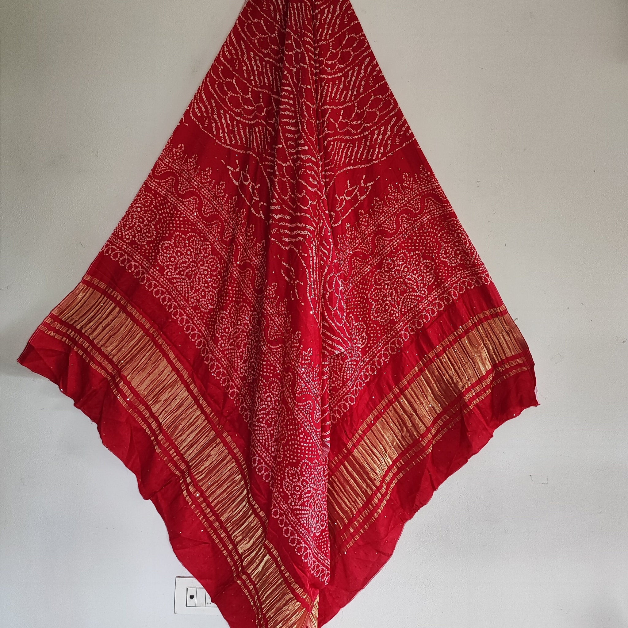 Bandhani silk dupatta Indian Wedding Dupatta long embroidered scarf Punjabi dress dupattas for festival chunni lehenga stole - Neel Creations By Saanvi