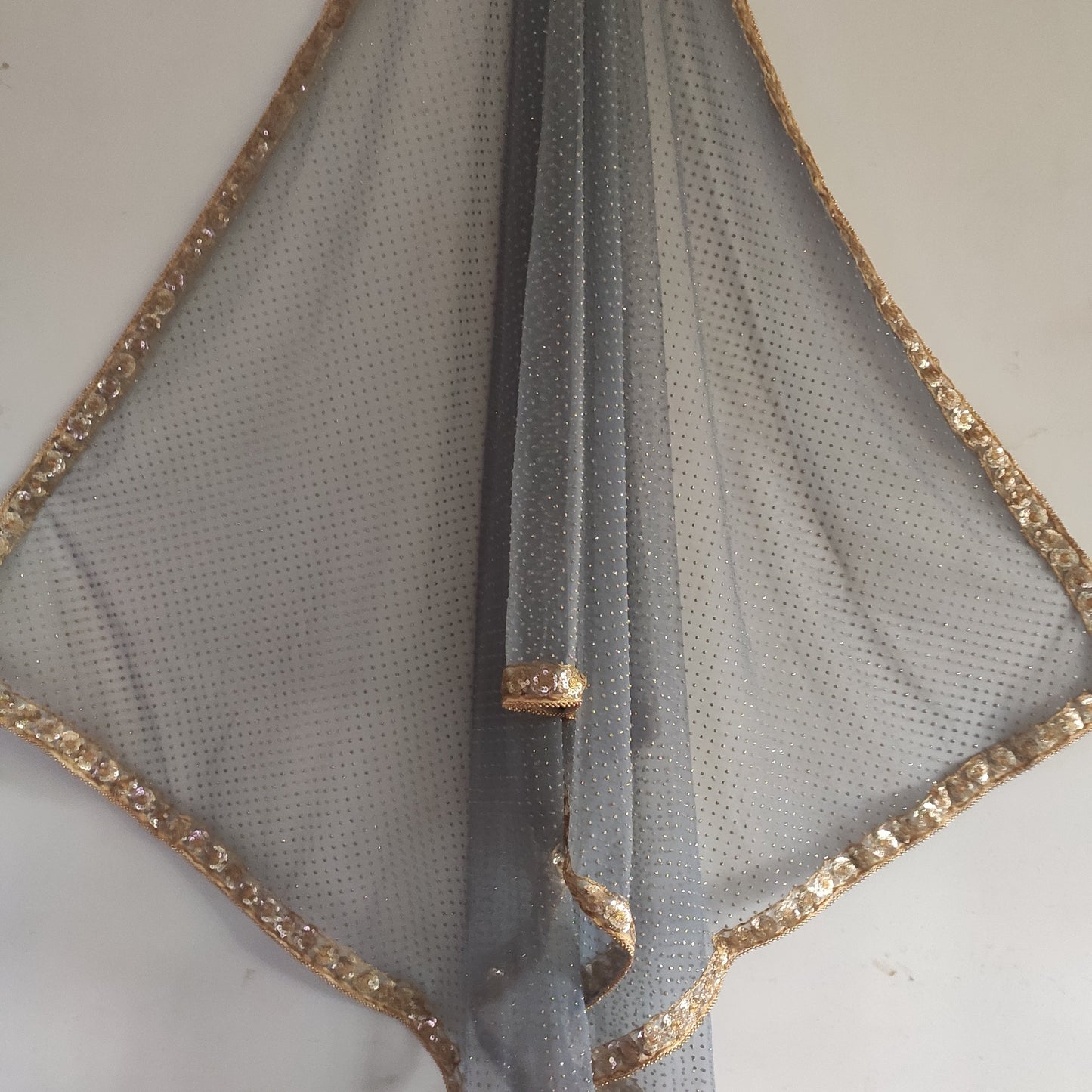 Beaded border party wear Indian net dupatta for women. - Neel Creations By Saanvi