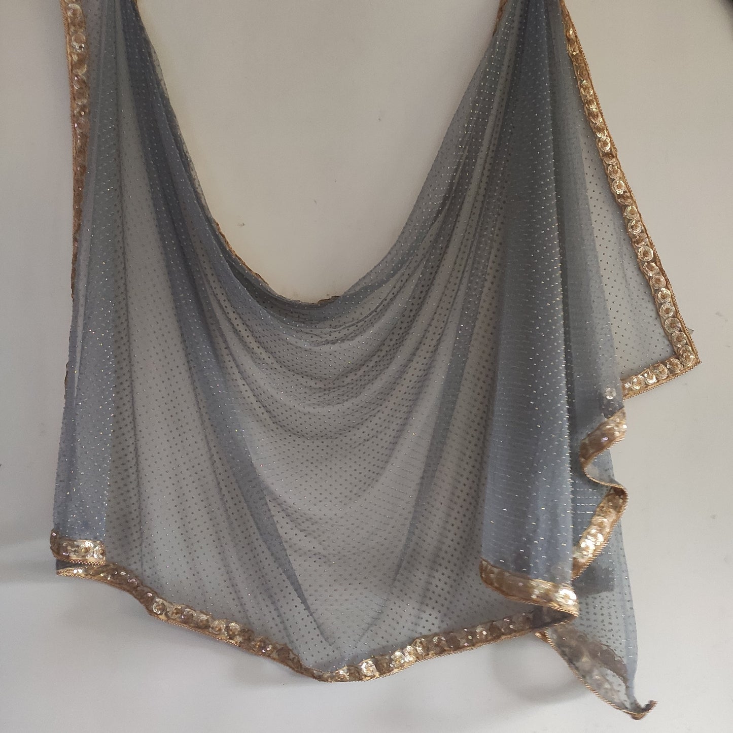 Beaded border party wear Indian net dupatta for women. - Neel Creations By Saanvi