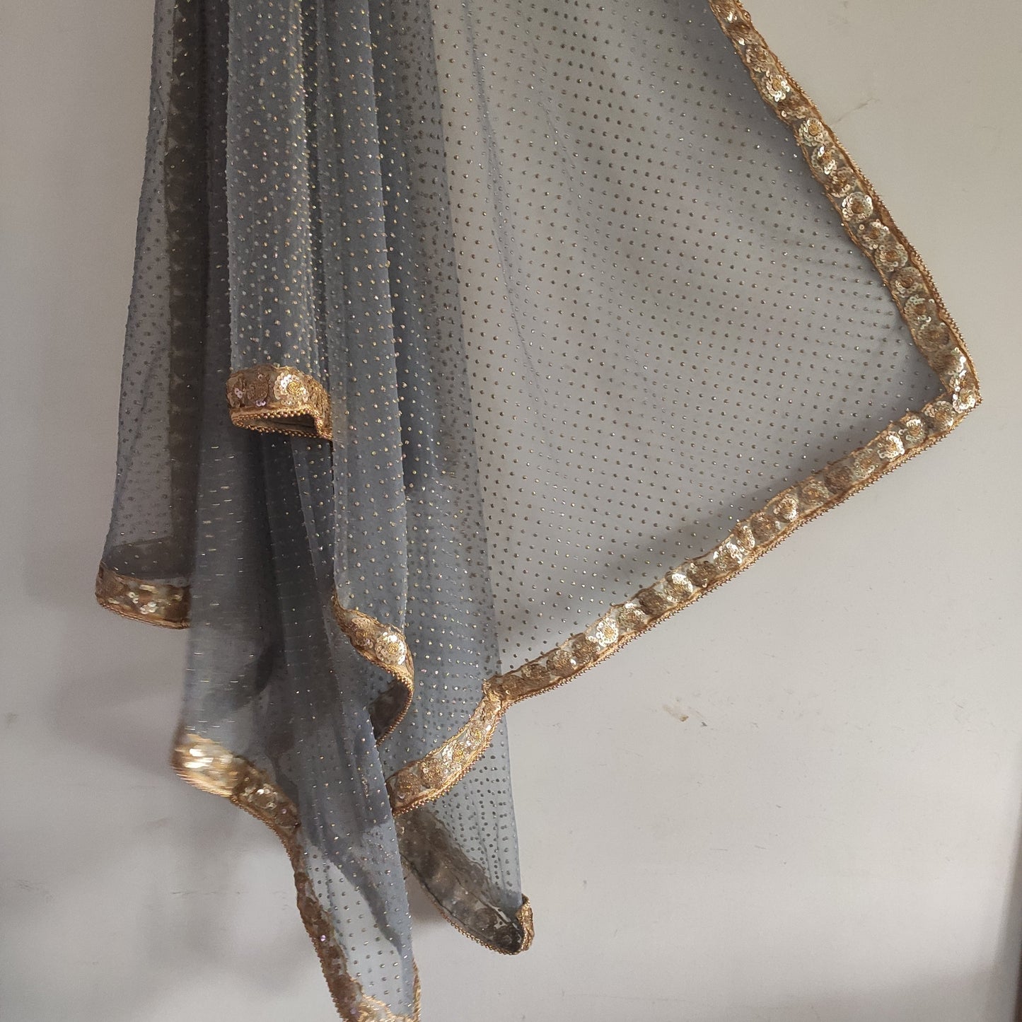Beaded border party wear Indian net dupatta for women. - Neel Creations By Saanvi
