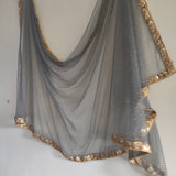 Beaded border party wear Indian net dupatta for women. - Neel Creations By Saanvi