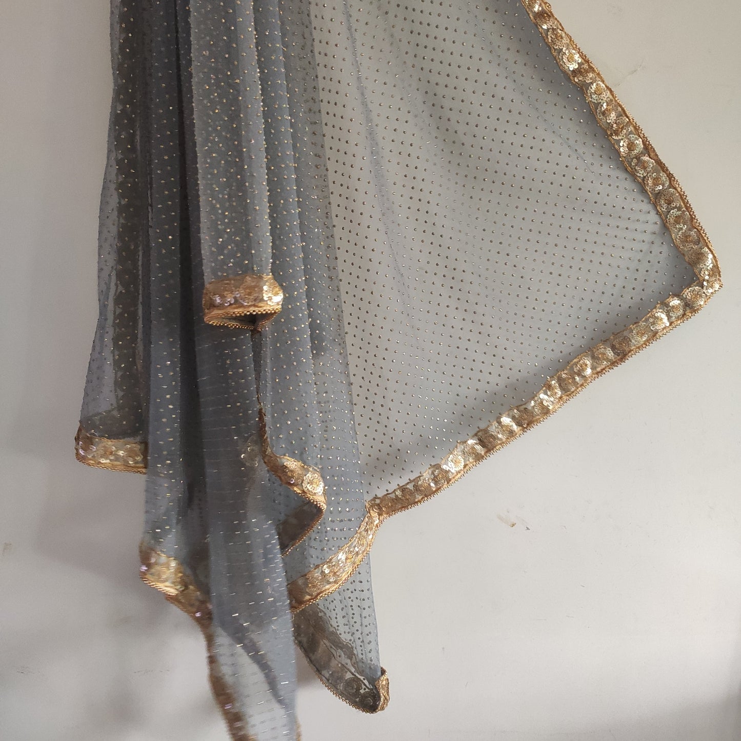 Beaded border party wear Indian net dupatta for women. - Neel Creations By Saanvi