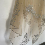 Beige silver Indian dupatta. Silver embellished beaded border net long dupatta - Neel Creations By Saanvi