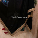 Black Indian Dupatta long georgette scarf Punjabi dress dupattas for festival chunni lehenga stole - Neel Creations By Saanvi