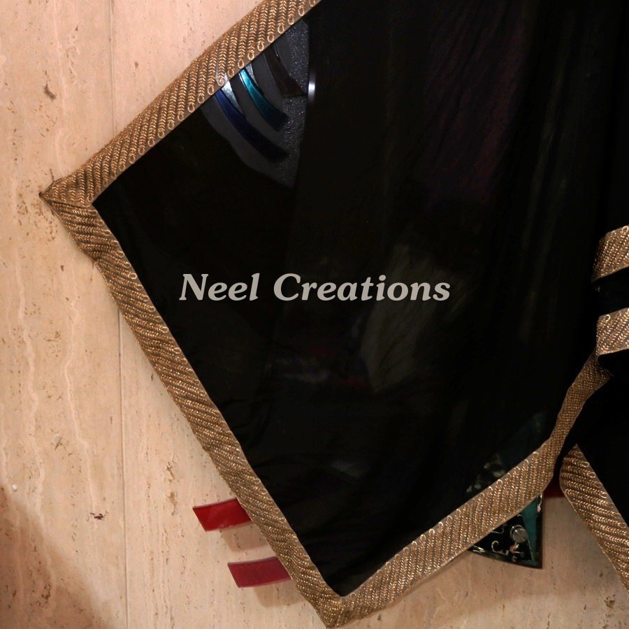 Black Indian Dupatta long georgette scarf Punjabi dress dupattas for festival chunni lehenga stole - Neel Creations By Saanvi