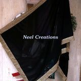 Black Indian Dupatta long georgette scarf Punjabi dress dupattas for festival chunni lehenga stole - Neel Creations By Saanvi