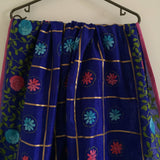 Blue chanderi Phulkari Indian dupatta. Punjabi dupatta thread embroidery - Neel Creations By Saanvi