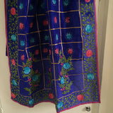 Blue chanderi Phulkari Indian dupatta. Punjabi dupatta thread embroidery - Neel Creations By Saanvi