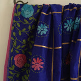 Blue chanderi Phulkari Indian dupatta. Punjabi dupatta thread embroidery - Neel Creations By Saanvi