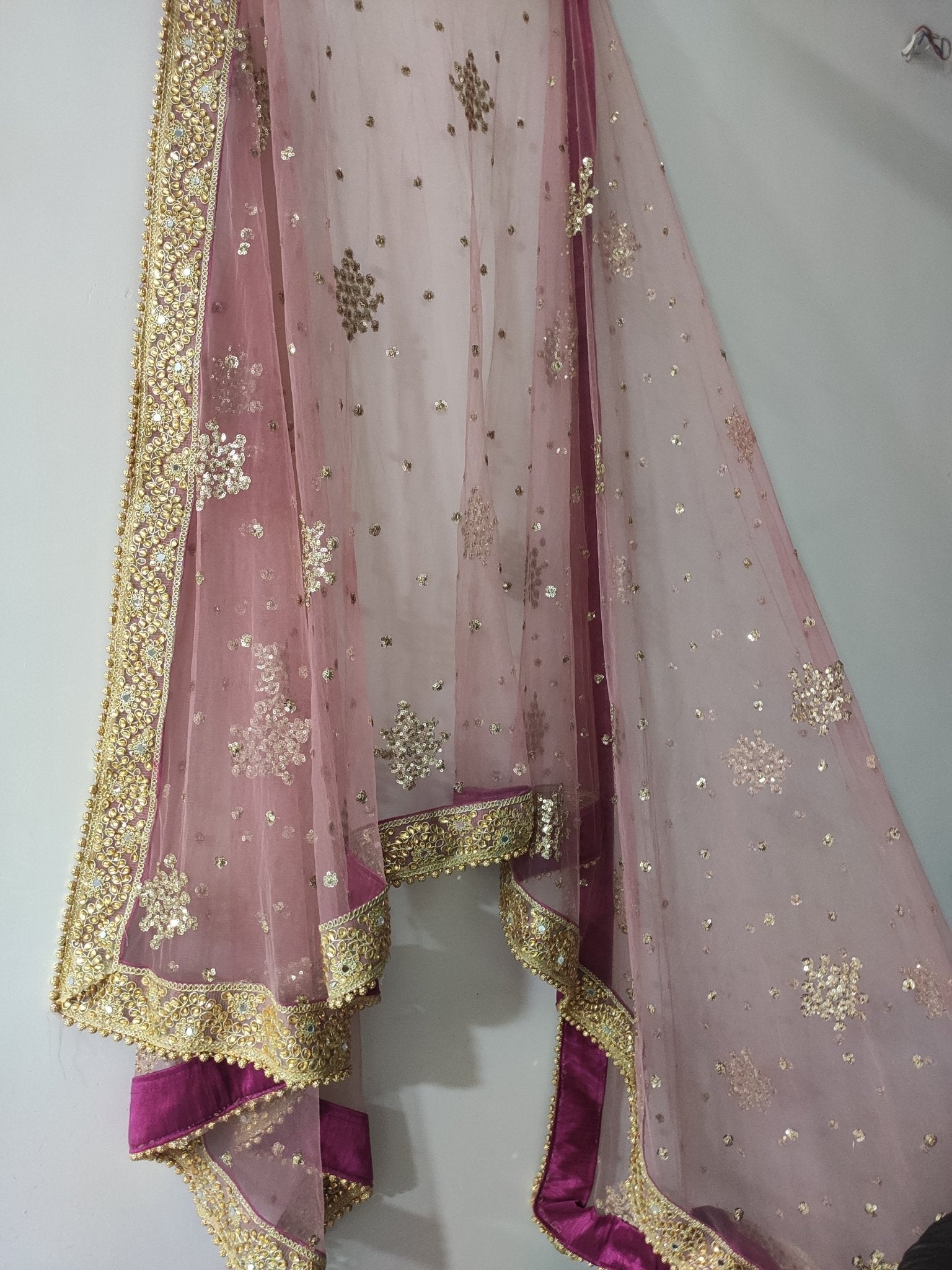 Bridal dupatta for Indian dress net beaded border dupatta - Neel Creations By Saanvi
