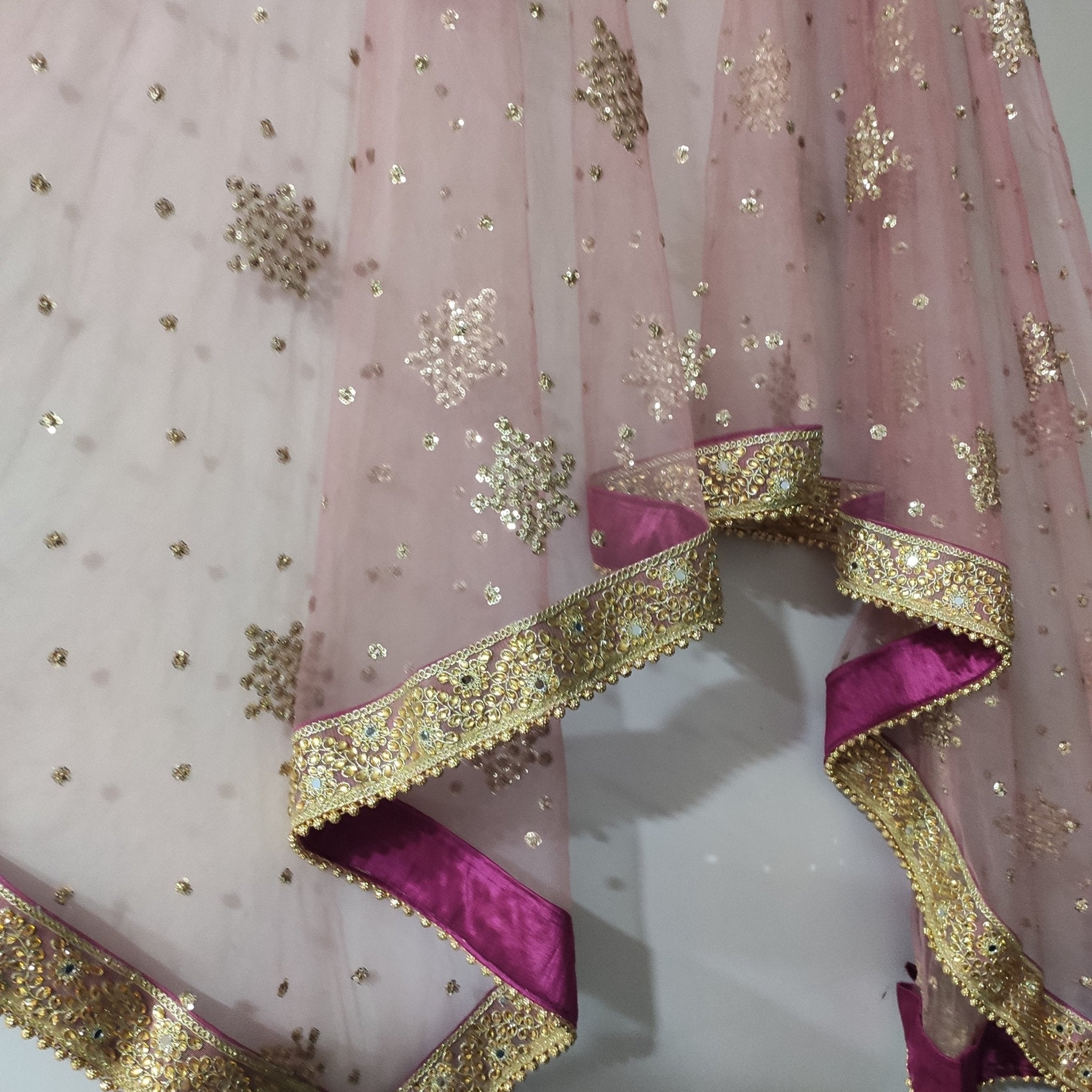 Bridal dupatta for Indian dress net beaded border dupatta - Neel Creations By Saanvi
