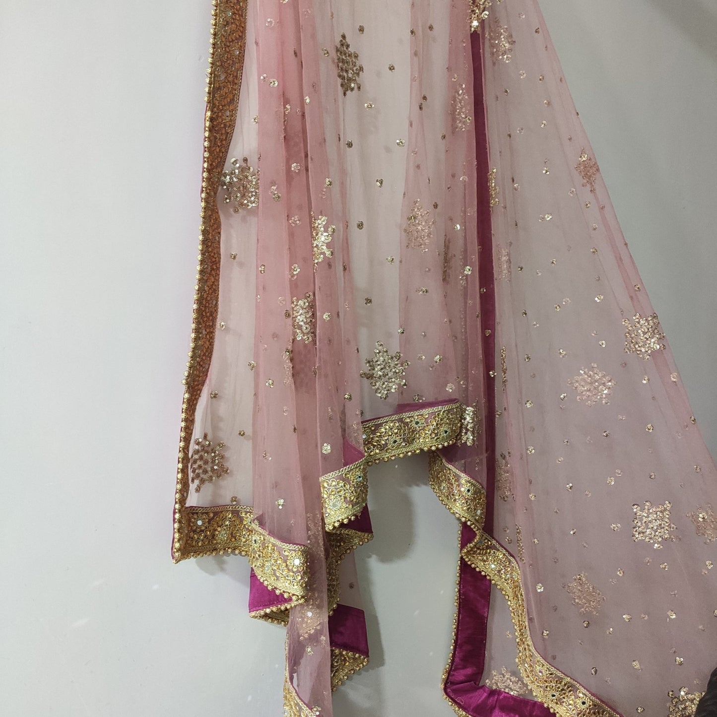 Bridal dupatta for Indian dress net beaded border dupatta - Neel Creations By Saanvi