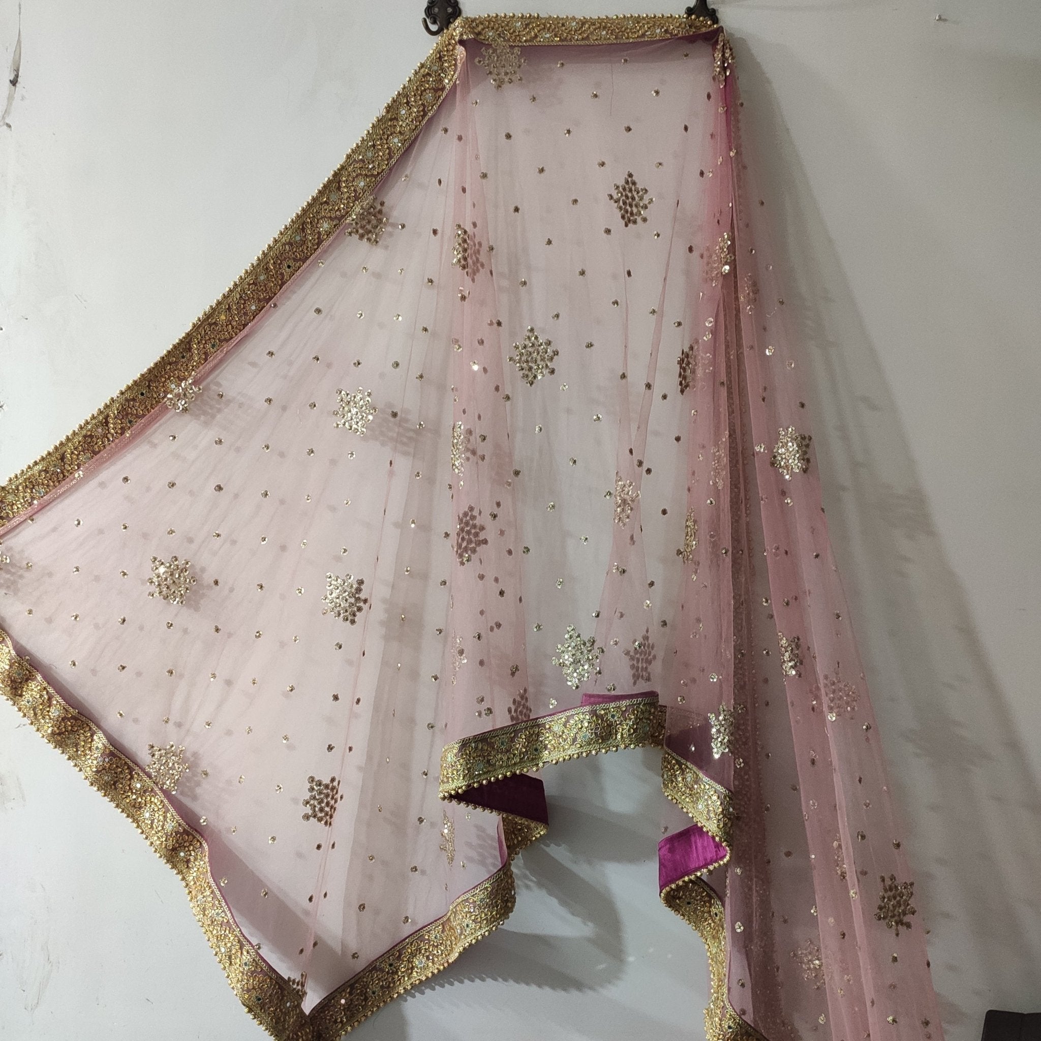 Bridal dupatta for Indian dress net beaded border dupatta - Neel Creations By Saanvi