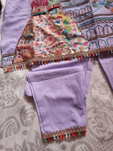 Co-ord set with doll embroidery. Designer pant and shirt set - Neel Creations By Saanvi