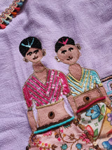 Co-ord set with doll embroidery. Designer pant and shirt set - Neel Creations By Saanvi