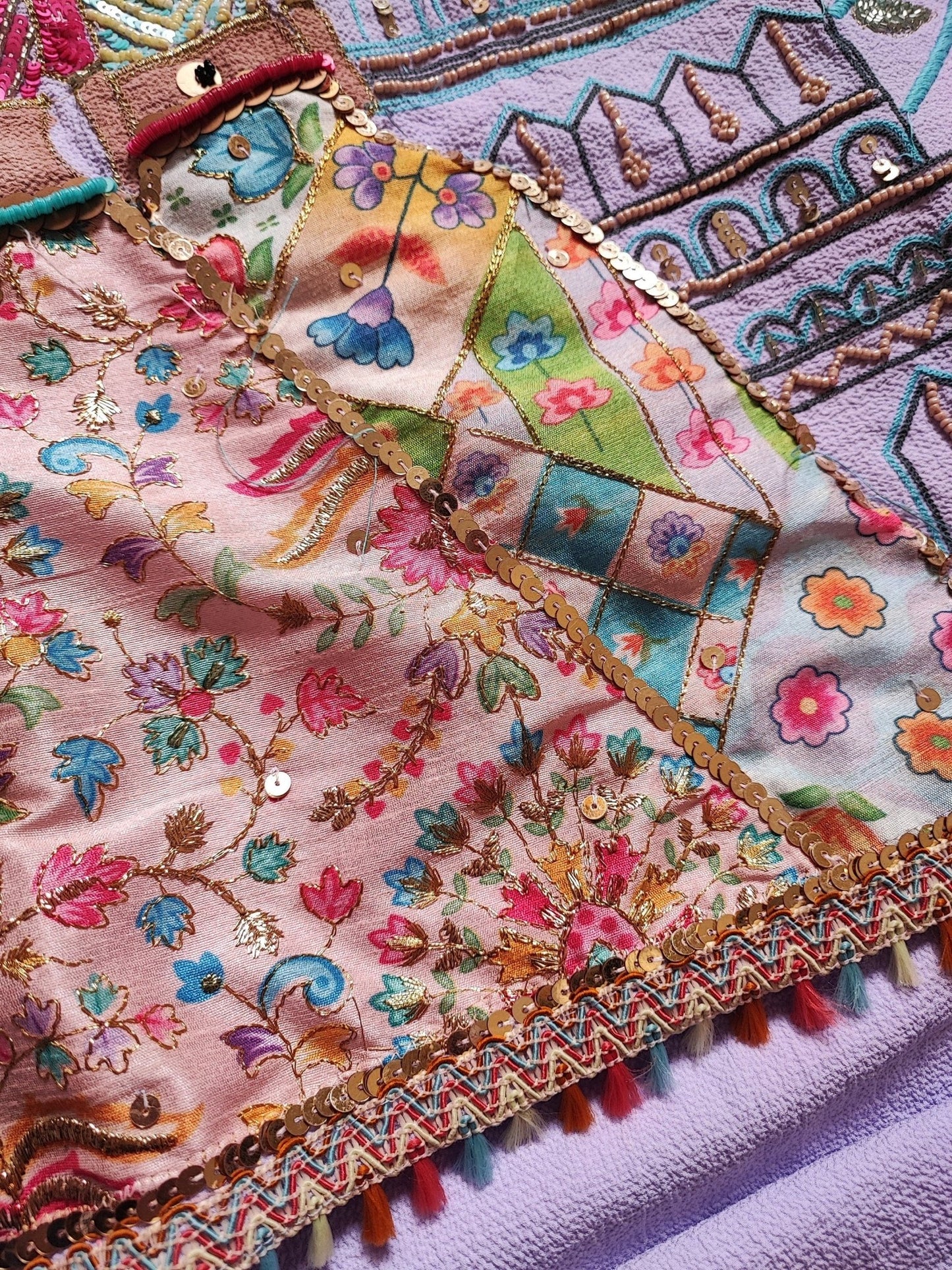 Co-ord set with doll embroidery. Designer pant and shirt set - Neel Creations By Saanvi