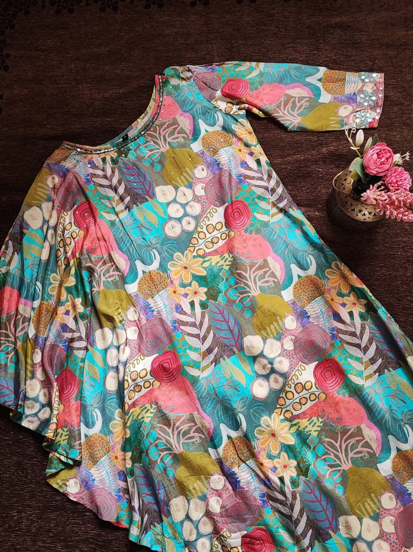 Co-ord set with one side kaftan. Dhoti pant and kurti set - Neel Creations By Saanvi