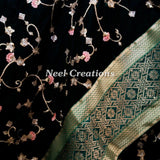 Designer velvet stole emerald green dupatta for women - Neel Creations By Saanvi