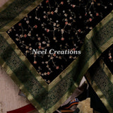 Designer velvet stole emerald green dupatta for women - Neel Creations By Saanvi