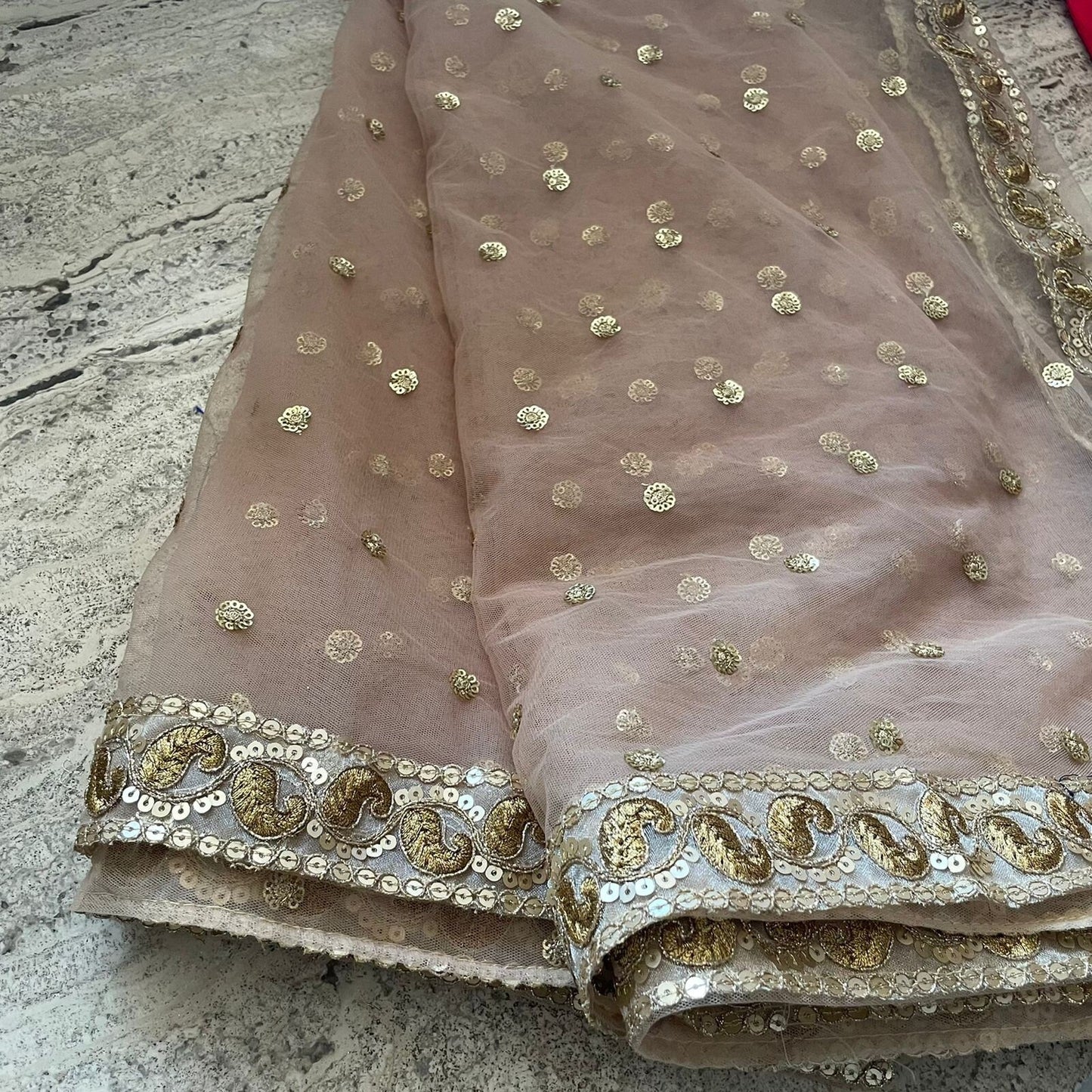 Dupatta for women Chikku Gold Net dupatta with golden border | Indian dupatta | Bridal wedding veil scarf for women girls - Neel Creations By Saanvi