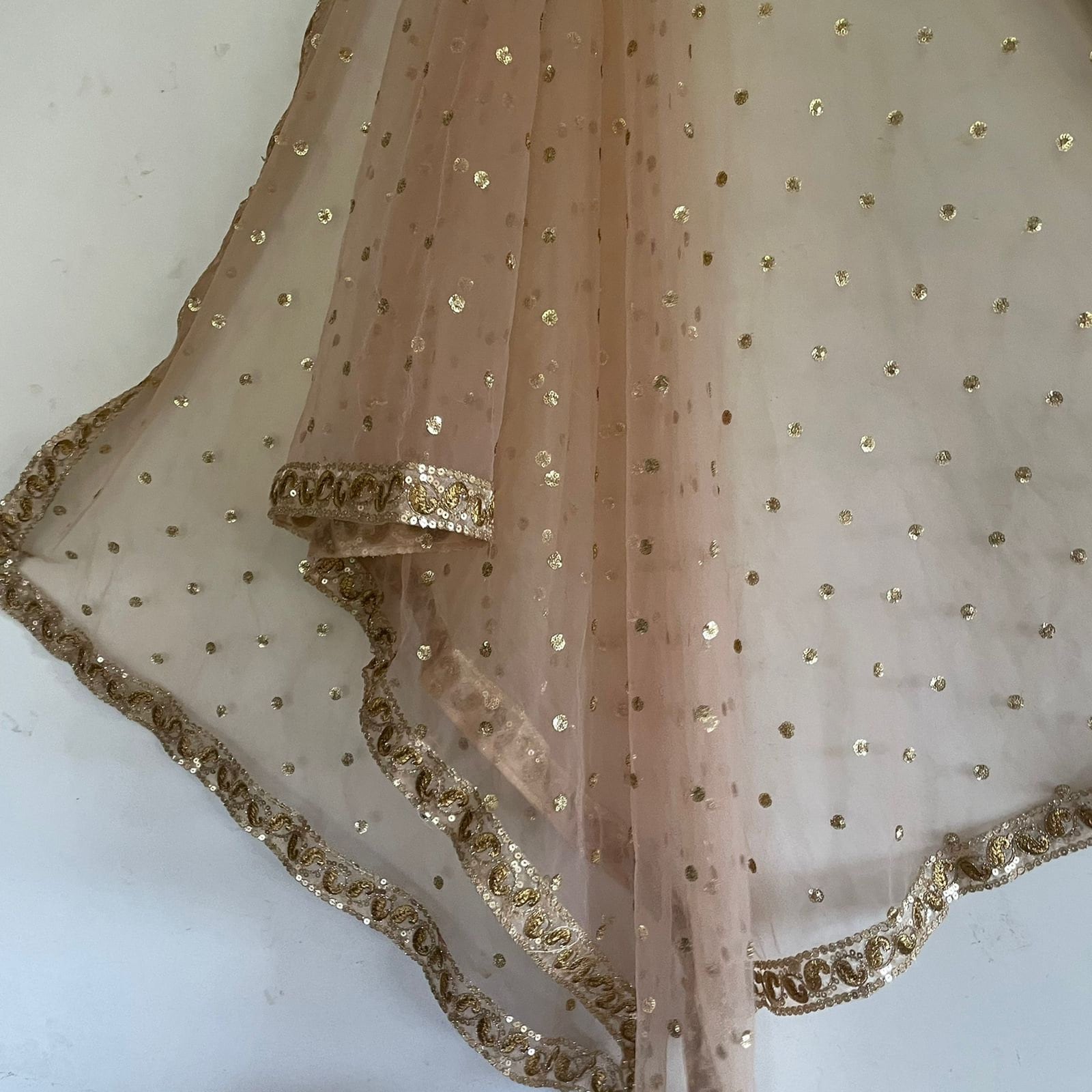 Dupatta for women Chikku Gold Net dupatta with golden border | Indian dupatta | Bridal wedding veil scarf for women girls - Neel Creations By Saanvi