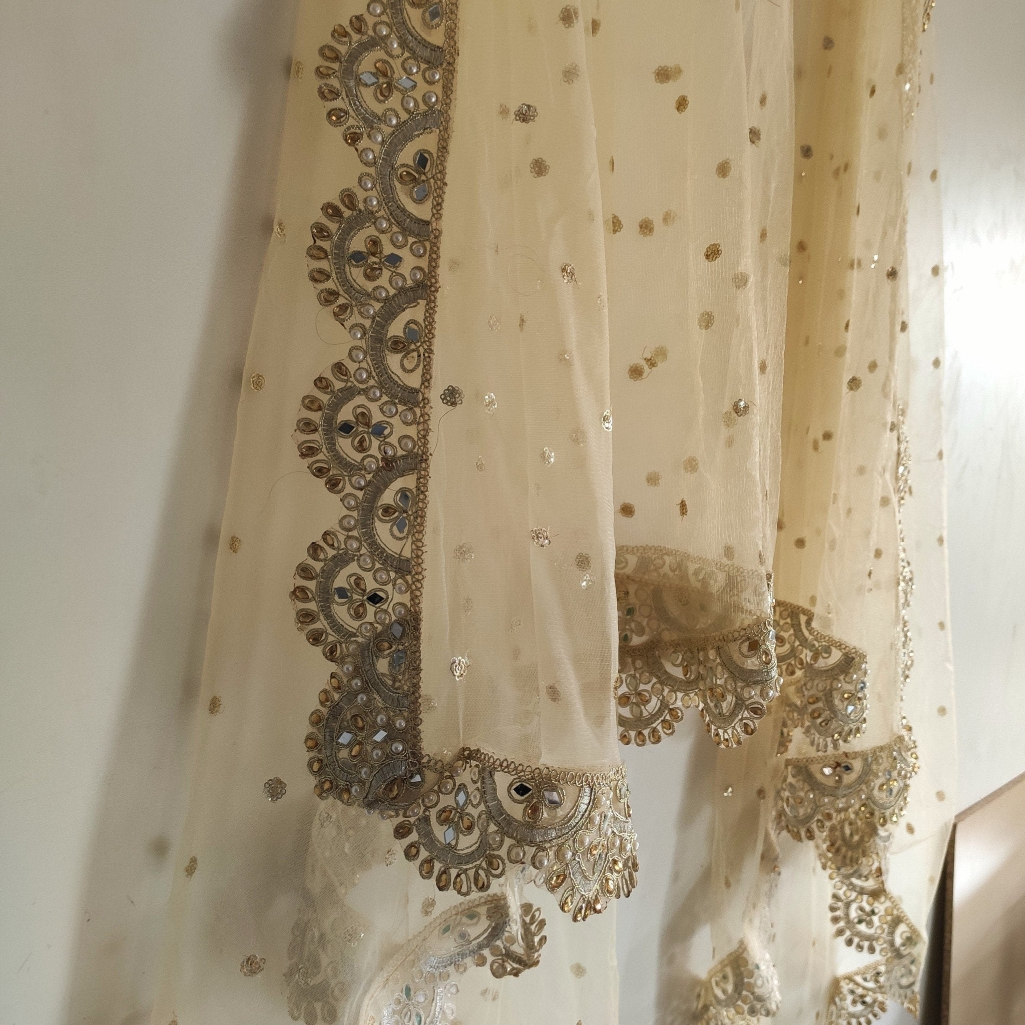 Dupatta Indian Wedding Dupatta long net embroidered scarf Punjabi dress dupattas for festival chunni lehenga stole - Neel Creations By Saanvi
