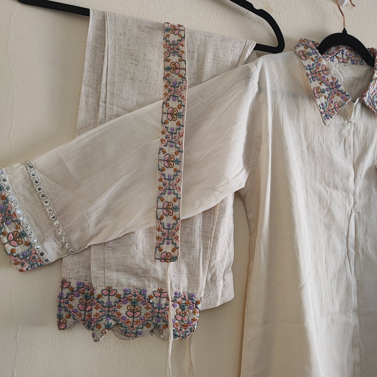 Embroidered coord set with belt. - Neel Creations By Saanvi