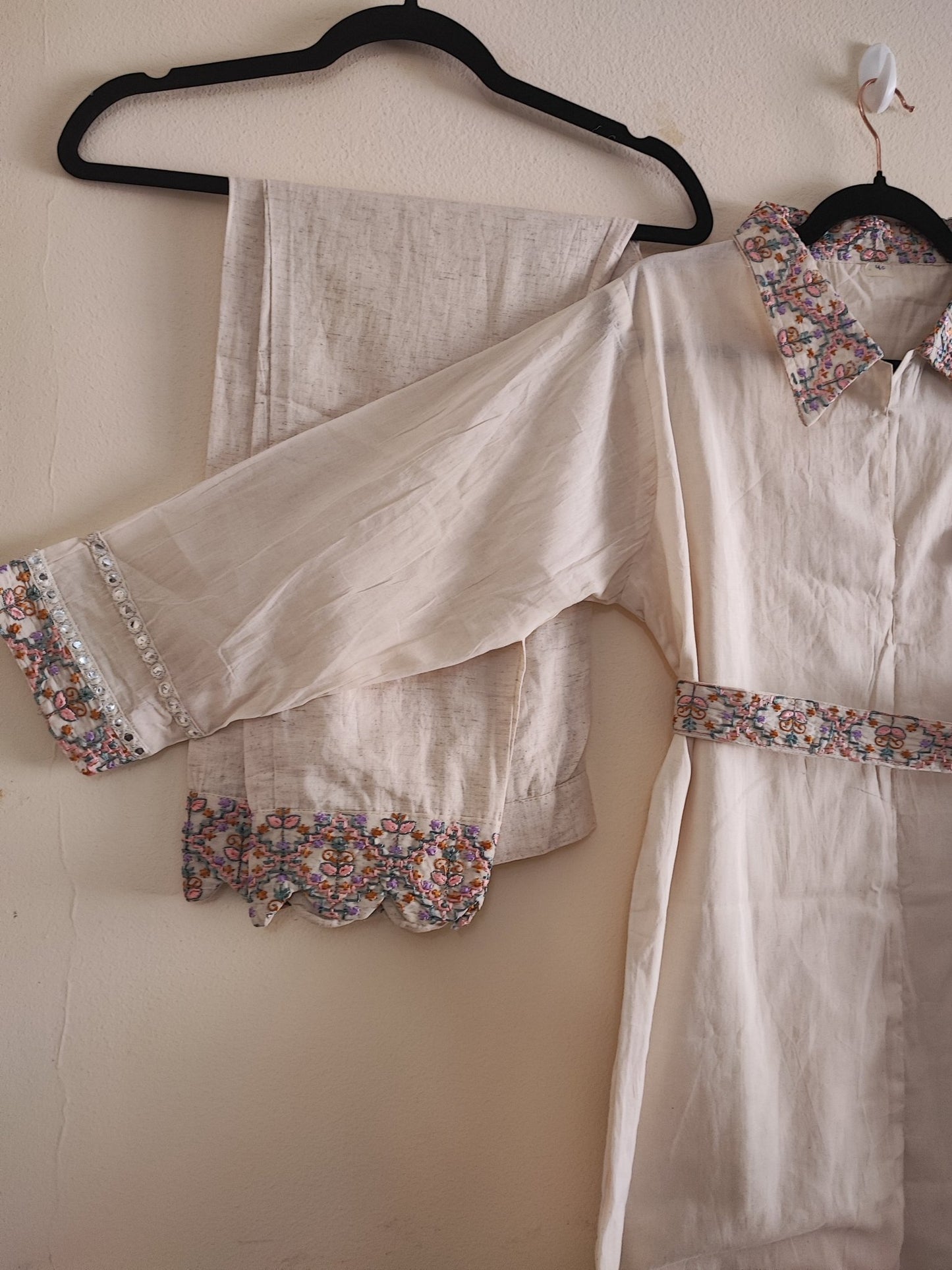 Embroidered coord set with belt. - Neel Creations By Saanvi