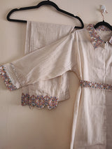 Embroidered coord set with belt. - Neel Creations By Saanvi