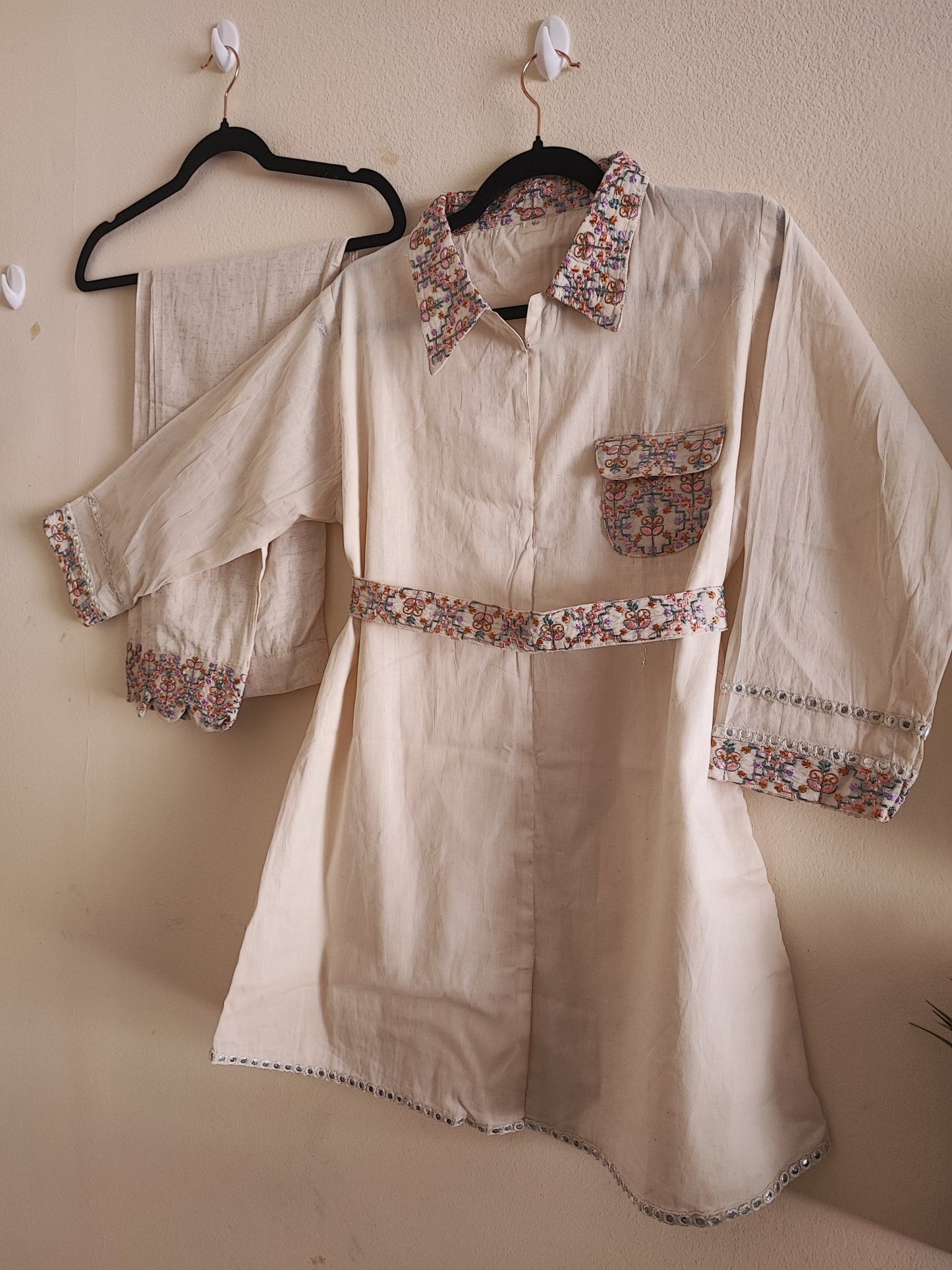 Embroidered coord set with belt. - Neel Creations By Saanvi