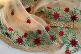 Floral embroidered organza Indian dupatta for women. - Neel Creations By Saanvi