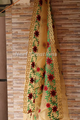 Floral embroidered organza Indian dupatta for women. - Neel Creations By Saanvi