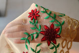 Floral embroidered organza Indian dupatta for women. - Neel Creations By Saanvi