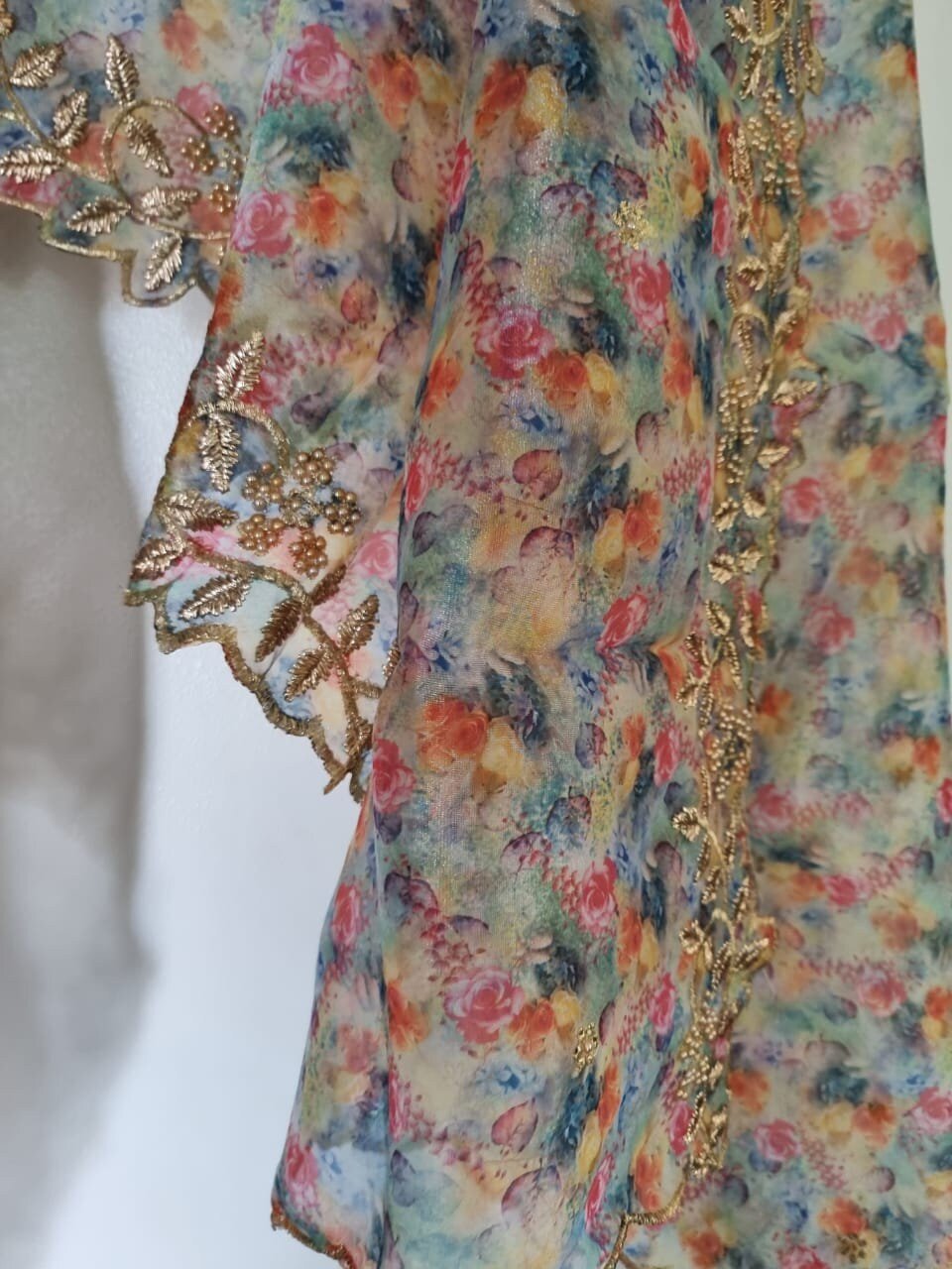 Floral organza sheer Indian dupatta - Neel Creations By Saanvi