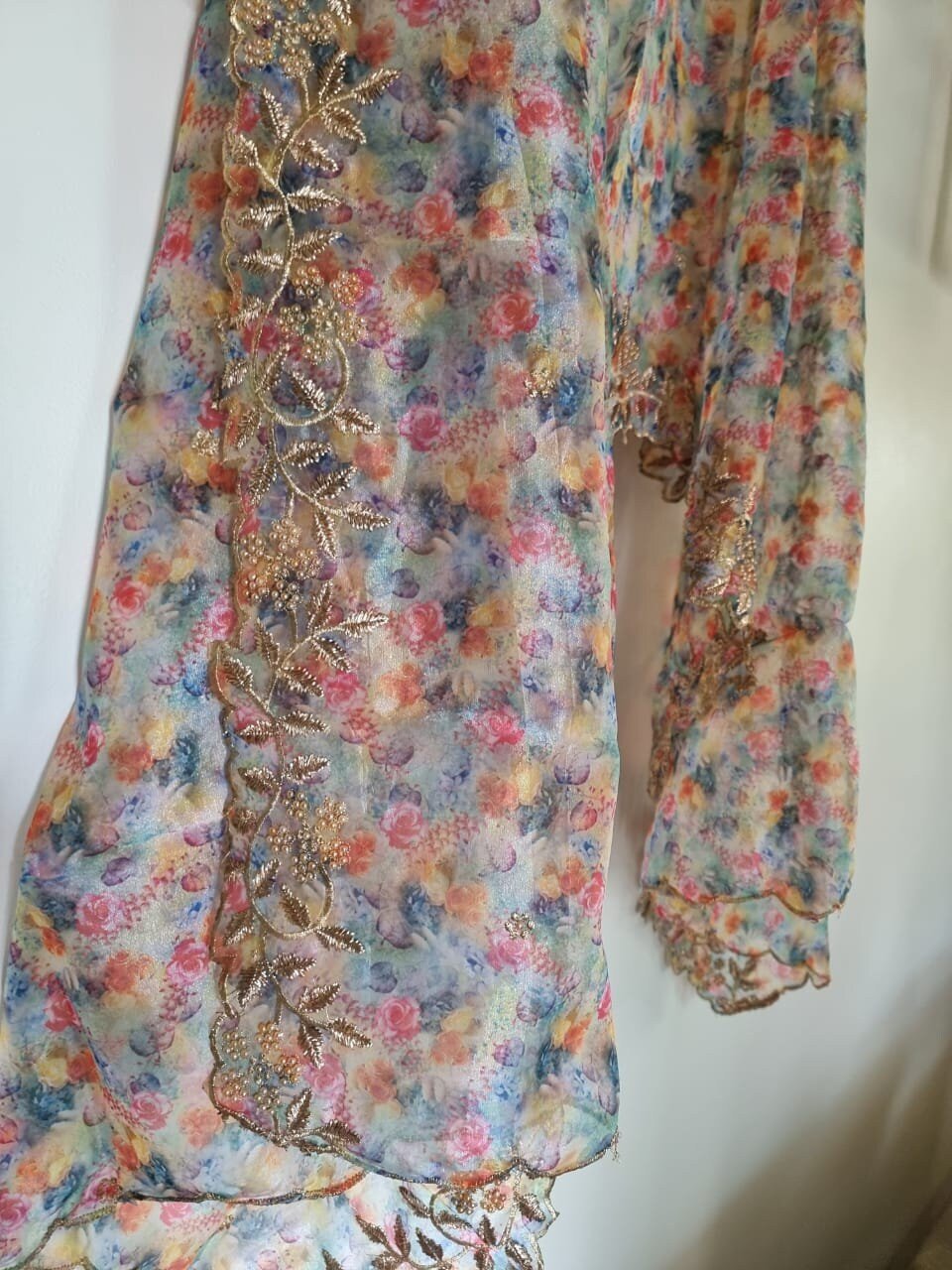 Floral organza sheer Indian dupatta - Neel Creations By Saanvi