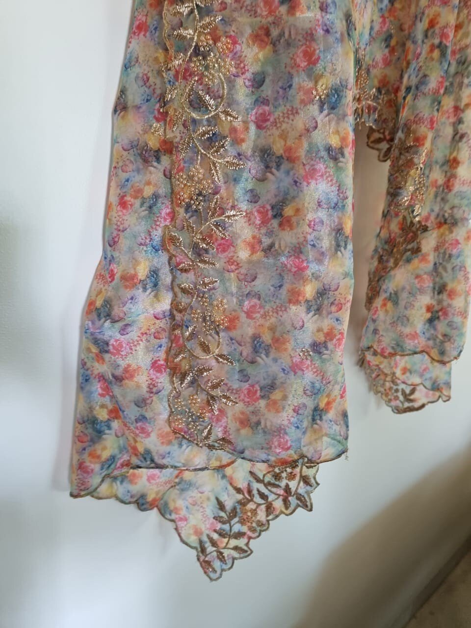 Floral organza sheer Indian dupatta - Neel Creations By Saanvi