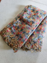 Floral organza sheer Indian dupatta - Neel Creations By Saanvi