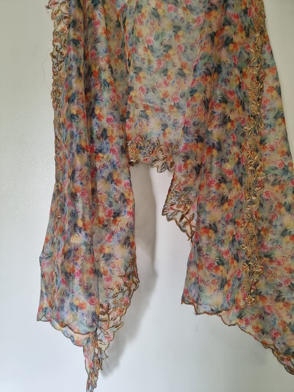 Floral organza sheer Indian dupatta - Neel Creations By Saanvi