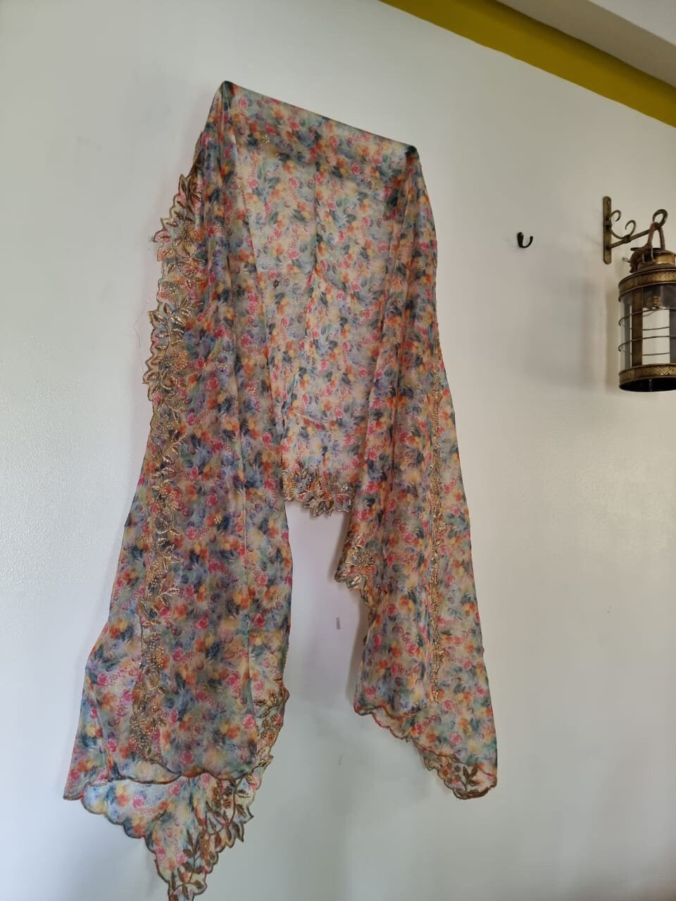 Floral organza sheer Indian dupatta - Neel Creations By Saanvi