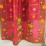 Fulkari Indian chanderi dupatta with thread embroidery floral rich looking Indian dupatta for women - Neel Creations By Saanvi