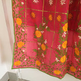 Fulkari Indian chanderi dupatta with thread embroidery floral rich looking Indian dupatta for women - Neel Creations By Saanvi