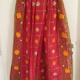 Fulkari Indian chanderi dupatta with thread embroidery floral rich looking Indian dupatta for women - Neel Creations By Saanvi