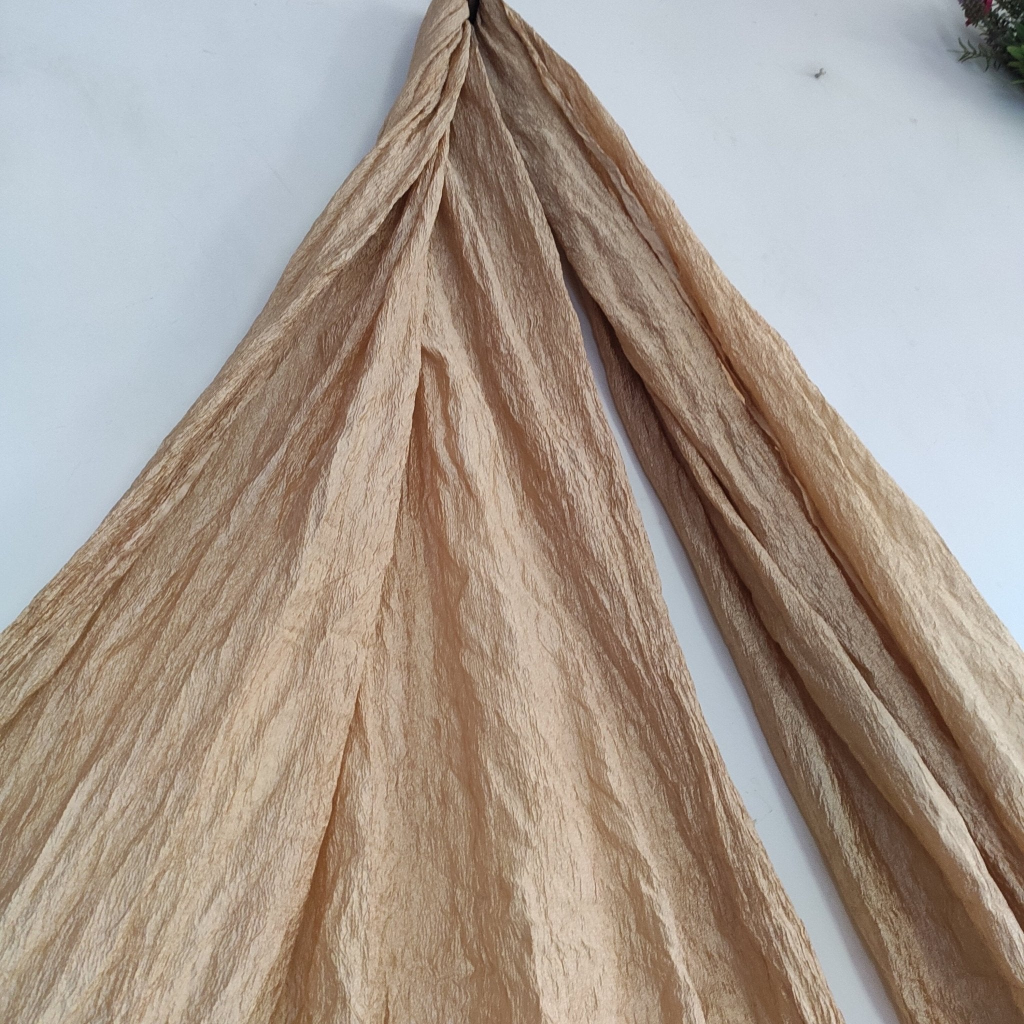 Gold crush dupatta stole. Long neck wrap - Neel Creations By Saanvi